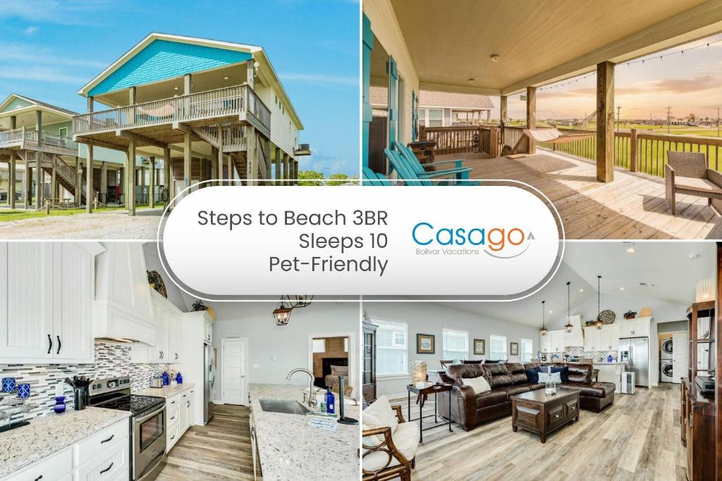 a collage of photos of a house at Prime Steps to Beach Large Deck Pet Friendly in Stingaree