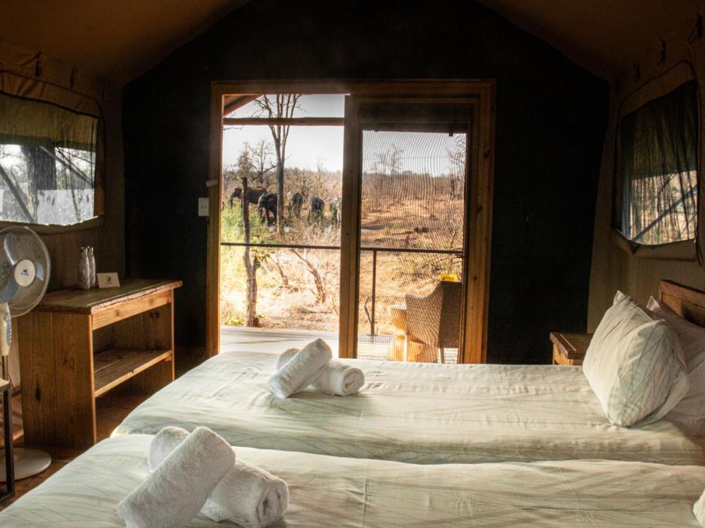 Postel nebo postele na pokoji v ubytování Khanya Conservation Camp