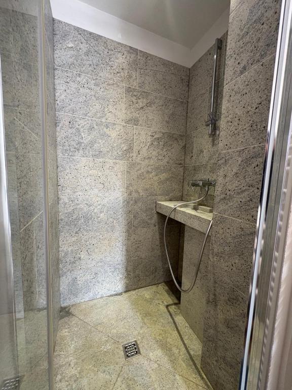 a bathroom with a shower and a sink at Suite studio Darcy in Dijon