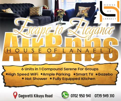 een flyer voor een huis van lamander met een bank bij BNB Lanaelt houses in Nairobi