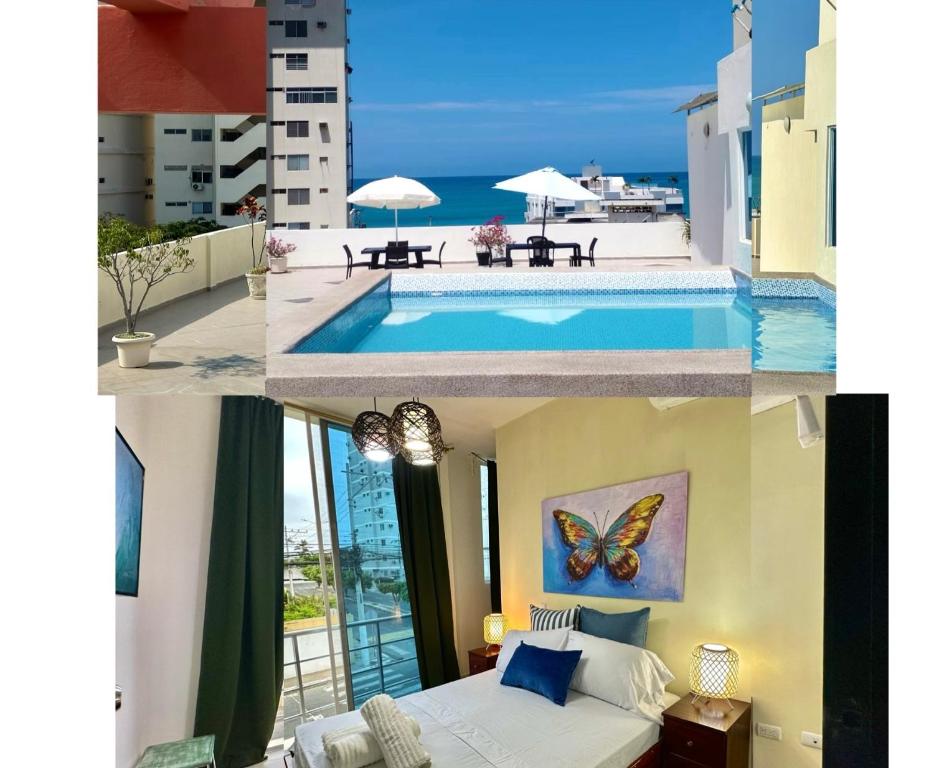 Bazén v ubytování DEPARTAMENTOS, a una calle de la PLAYA Y MALECÓN nebo v jeho okolí