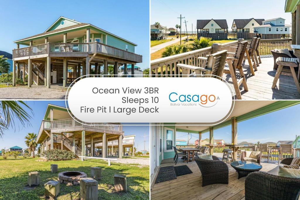 a collage of photos of a beach house at Stunning Gulf Views Firepit in Stingaree