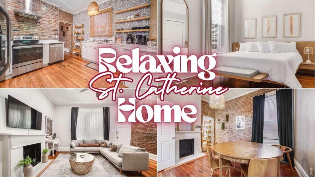 a collage of pictures of a bedroom and a living room at Urban Oasis Haven in St Catherine in Louisville