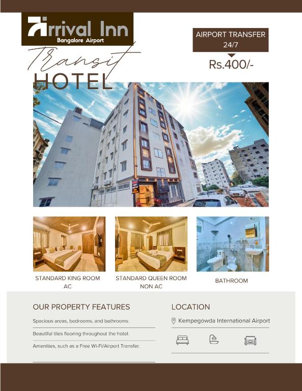 a website for a hotel with a building at Arrival Inn Transit Hotel Bangalore Airport in Bangalore