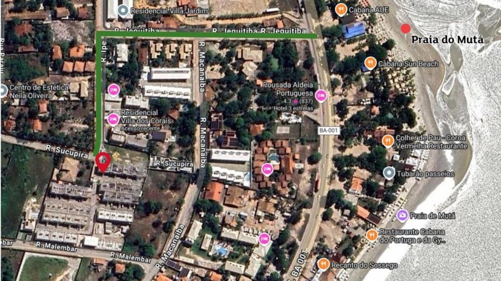 a map of a city with buildings and attractions at Apartamento 02 quartos - 06 pessoas in Santa Cruz Cabrália