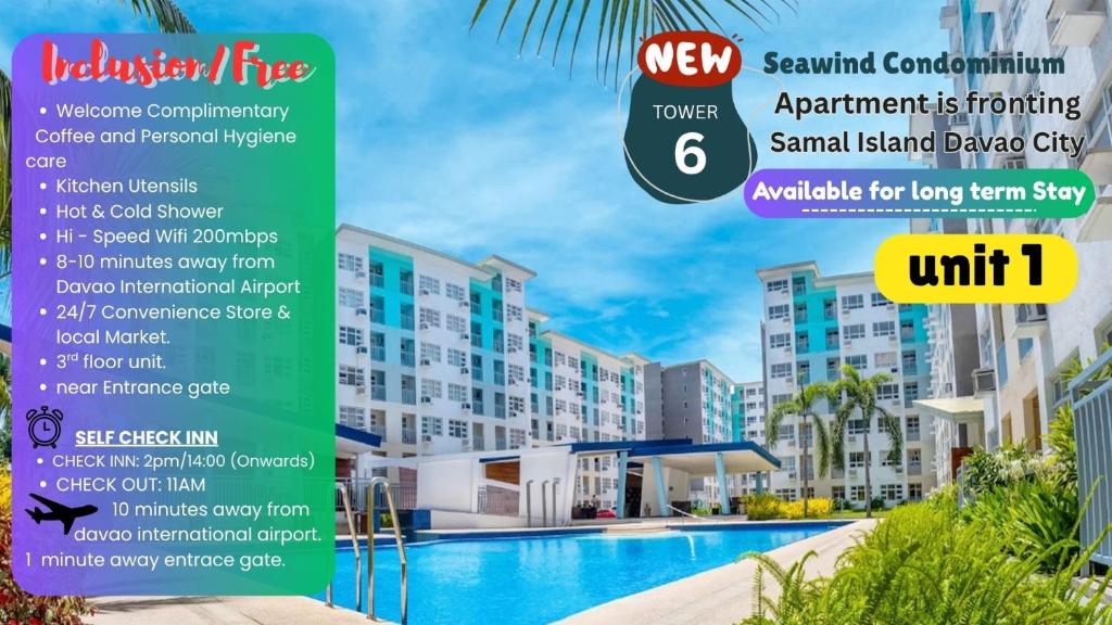 a sign for the new apartments at the resort at 3rd - Sea View of Seawind Condominium in Davao City