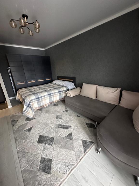 バルツィにあるApartamentのベッドとソファのある寝室