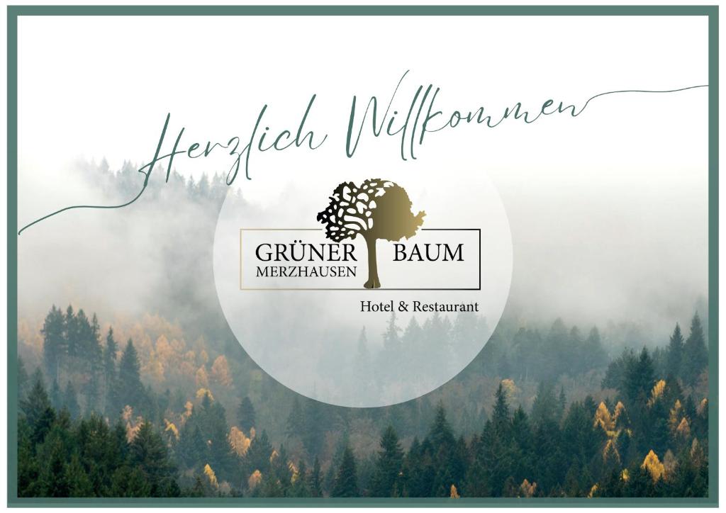 Logotipo para um fabricante de lenha gourmet com a imagem de uma floresta. em Hotel & Restaurant Grüner Baum Merzhausen em Freiburg im Breisgau
