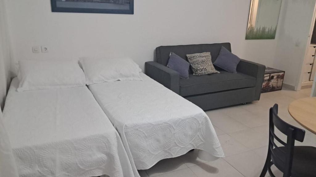 a living room with a bed and a couch at Apartahotel Estudio 332 in Matalascañas