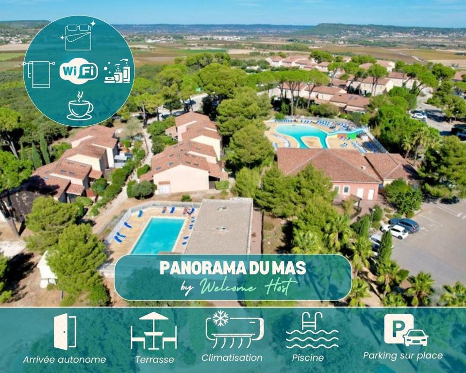 an aerial view of a park at panamaran dunns resort at Panorama du mas, 2 Pers Piscine à Calvisson in Calvisson