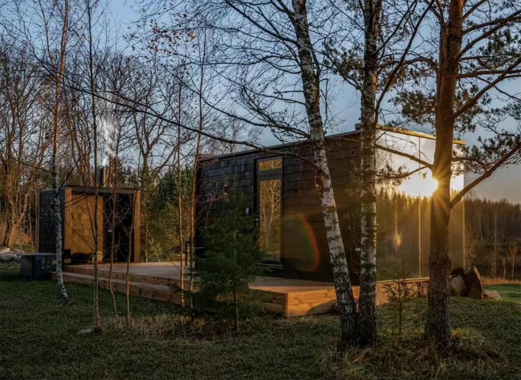 A garden outside Balsam Fir Mirror House at FarAway Pond