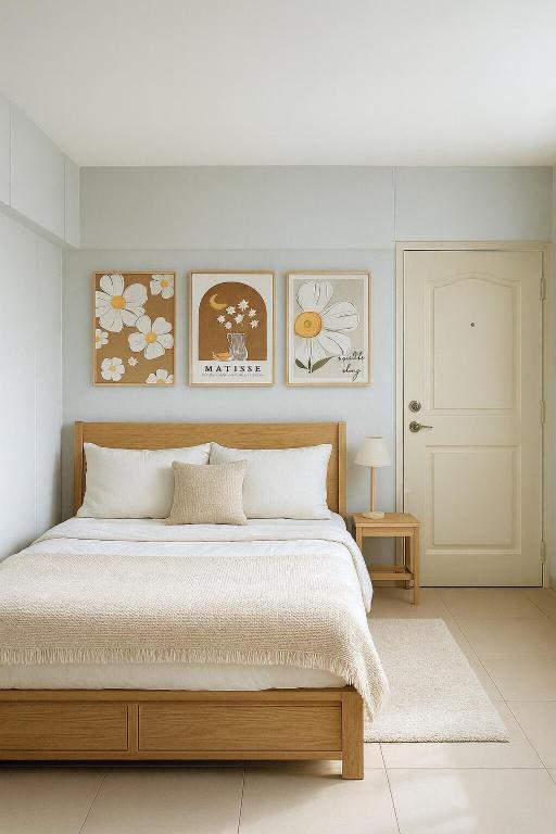 Кровать или кровати в номере City View Condo 5 mins to MRT Sutthisarn