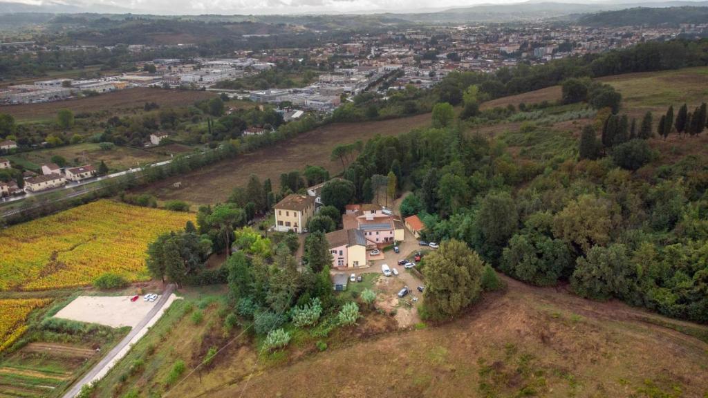 an aerial view of a house on a hill at QOELET - B&B Etico e Sociale in Montevarchi