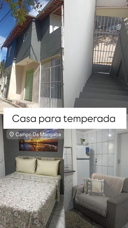 a picture of a house with a bed and a couch at Casa de Jovan in Cairu