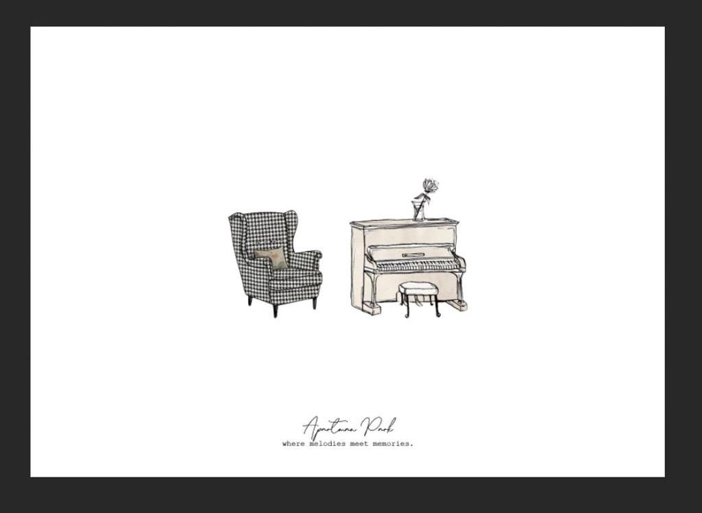 a drawing of a piano and a chair at Apartman Park in Zlatibor