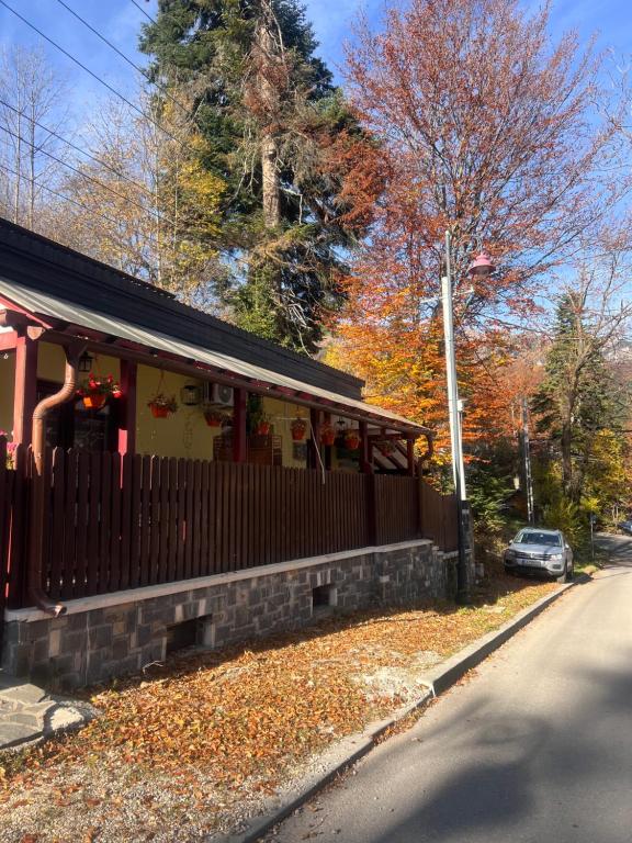 une maison avec une clôture sur le côté d'une rue dans l'établissement Casa de Vacanta Razvan si Andrei, à Sinaia