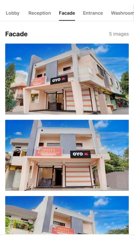two pictures of a building with the words acropolis at Hotel Krishna Raj in Ujjain