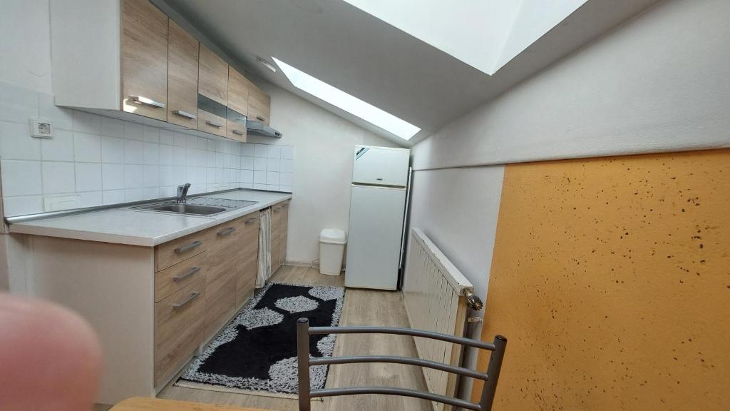 a kitchen with a sink and a refrigerator at Pohorka 1 in Zreče