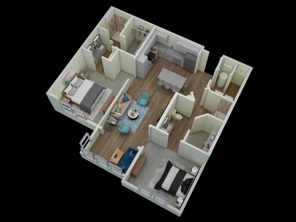 a rendering of a floor plan at 2 King Suites, Pool Near Oak Mountain in Acton