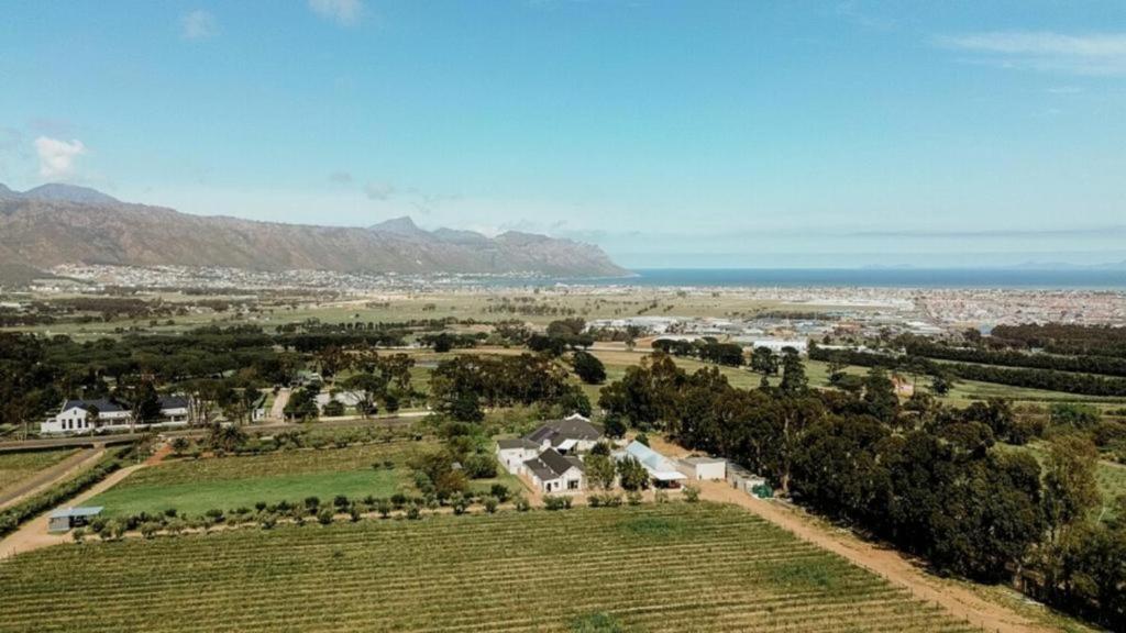 an aerial view of a house in a field at 13 Olives, Entire Grape & Olive Estate, Somerset West by Euphoric Leisure in Sir Lowryʼs Pass