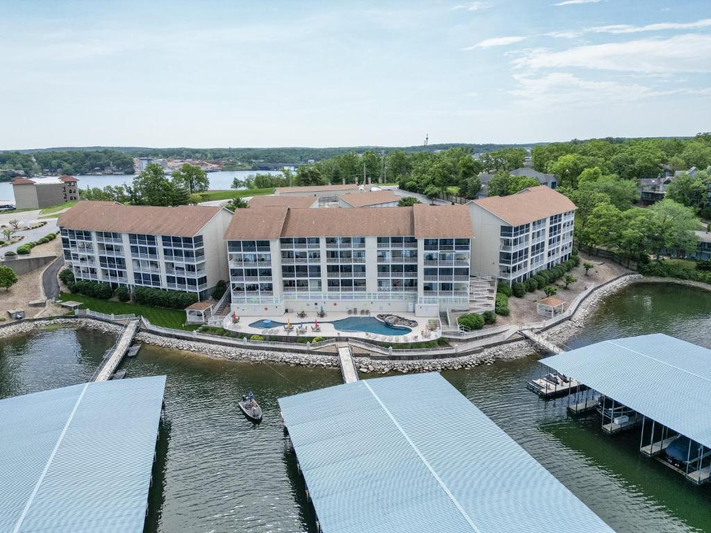 an aerial view of a resort on a river at Experience Lakeside Living at Its Finest: Stunning Views and Prime Location! in Laguna Beach