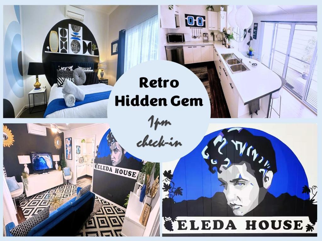 a collage of pictures of a bedroom with ailerico hidden gem at Eleda House in Cessnock