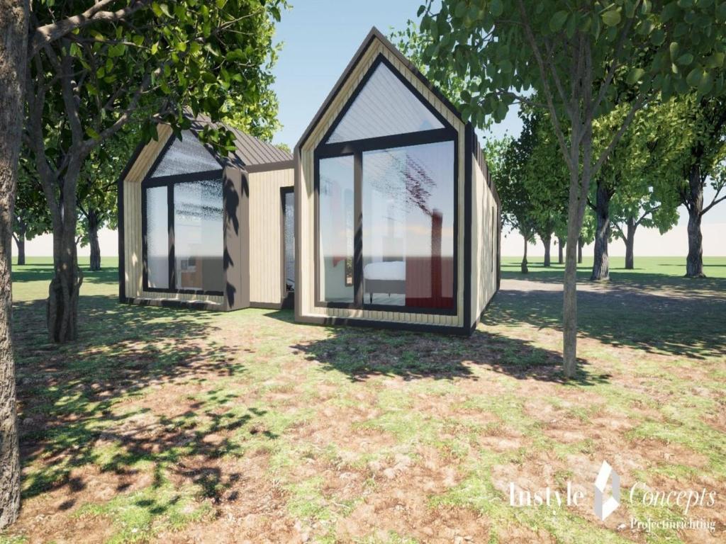 Zahrada ubytování Cozy 6-person lodge by the fishing pond