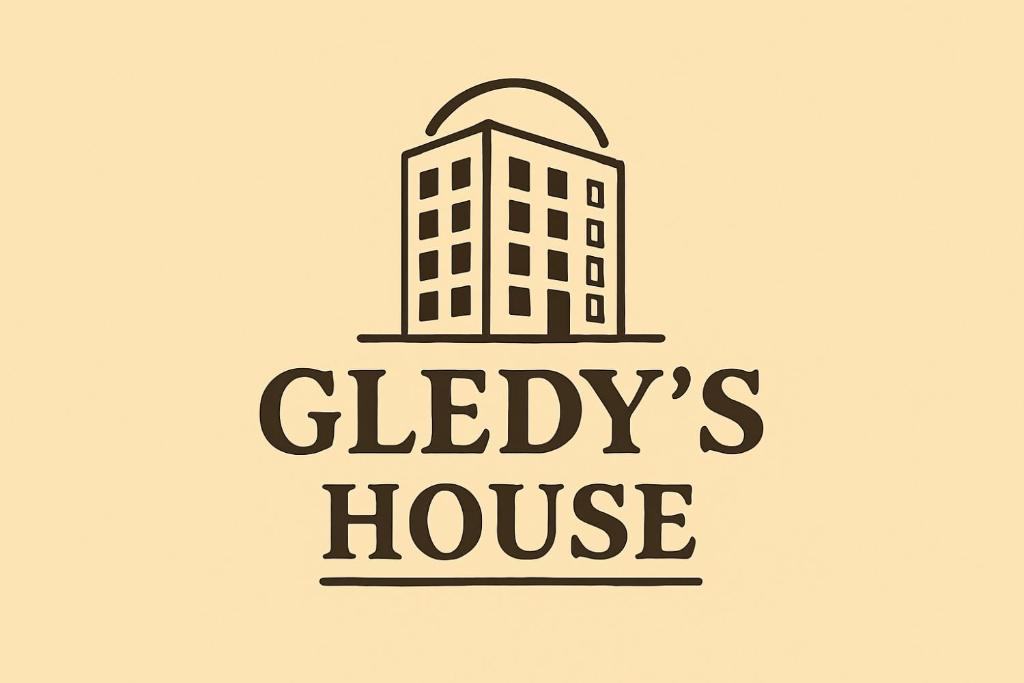 a logo of a building with the words glabys house at Gledys House in Krujë