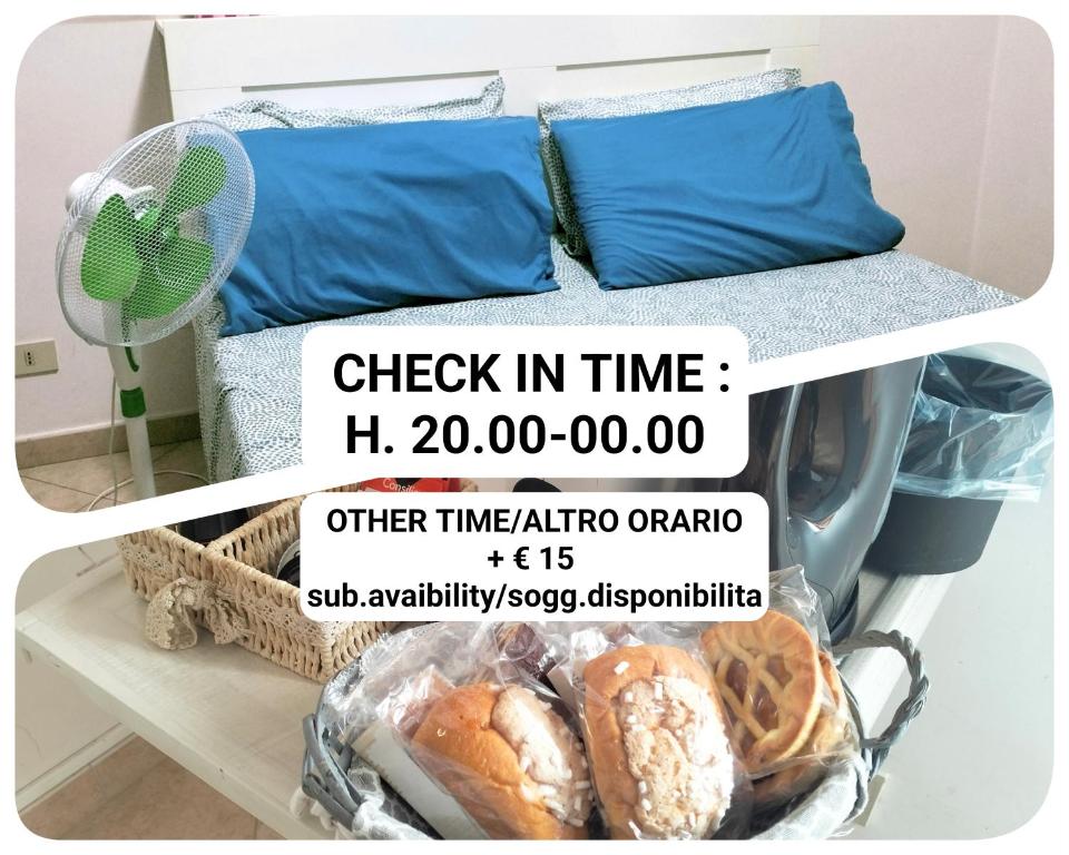 a poster for a bakery with a bed and some bread at La Perla B & B in Ciampino