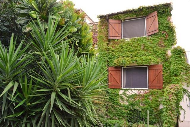un edificio cubierto de hiedra con ventanas y plantas. en Eurialo Green Suites en Belvedere