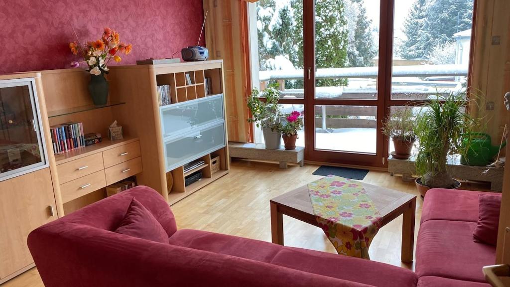 TV a/nebo společenská místnost v ubytování Wohnung im Grünen Haus Cara 90 qm 4 Zi Kü Bad
