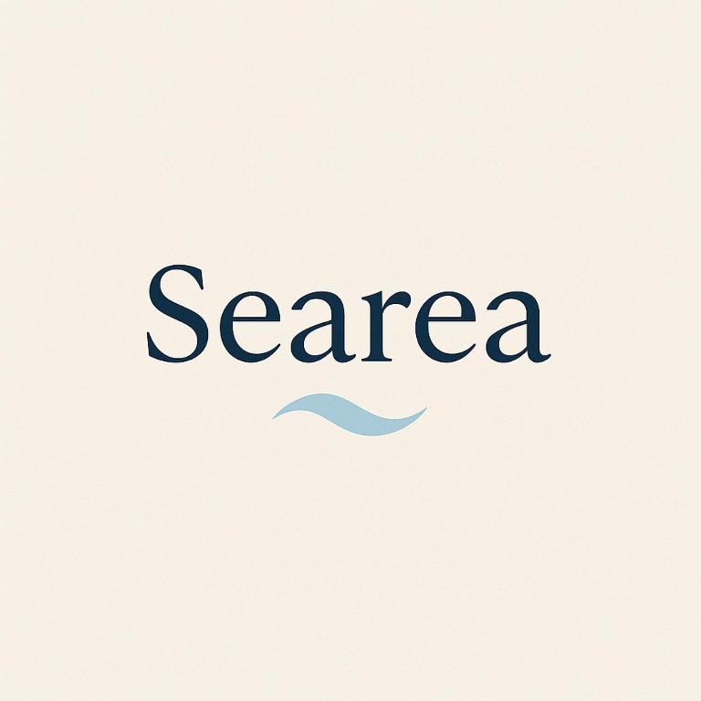 a logo for a seafood restaurant with the word seafood at Searea House in Perea