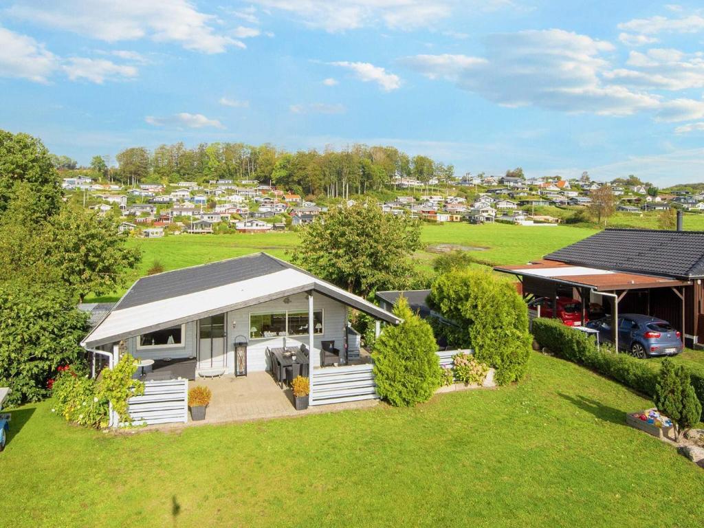 an aerial view of a house with a yard at 8 person holiday home in Aabenraa-By Traum in Aabenraa