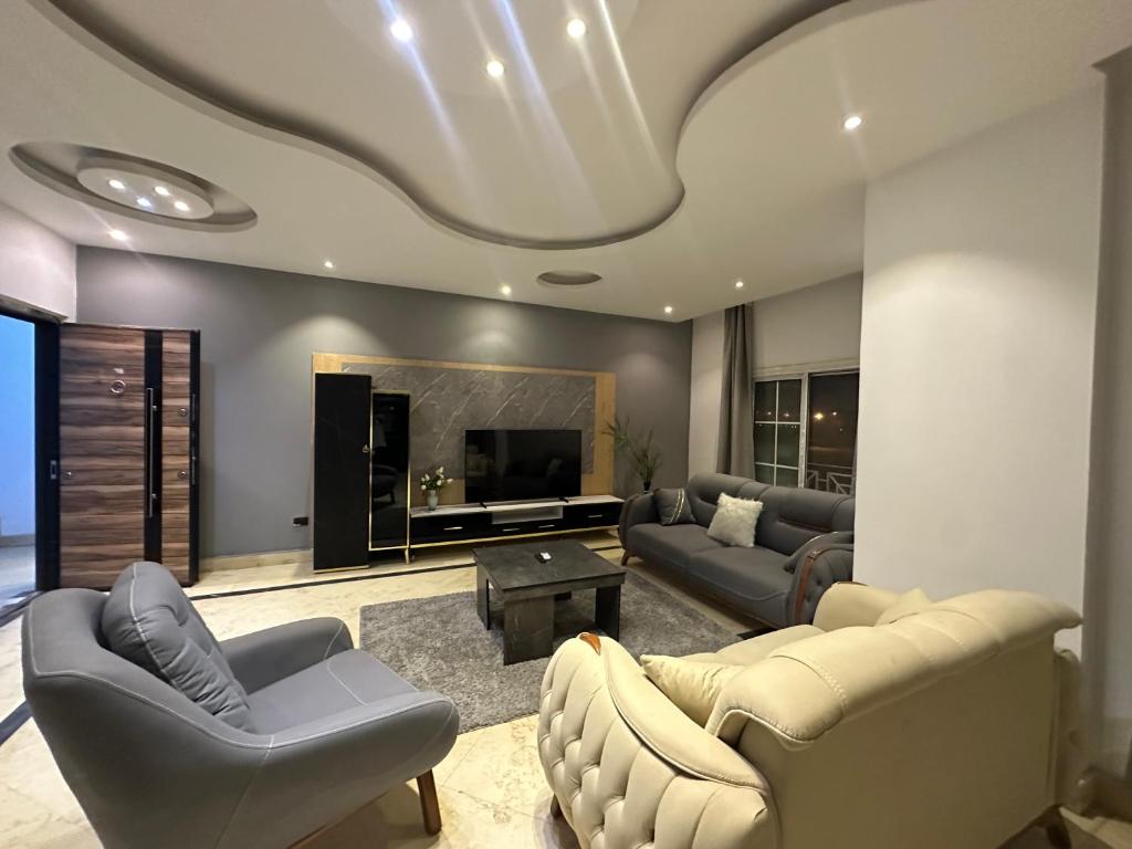 Χώρος καθιστικού στο White Greece villa