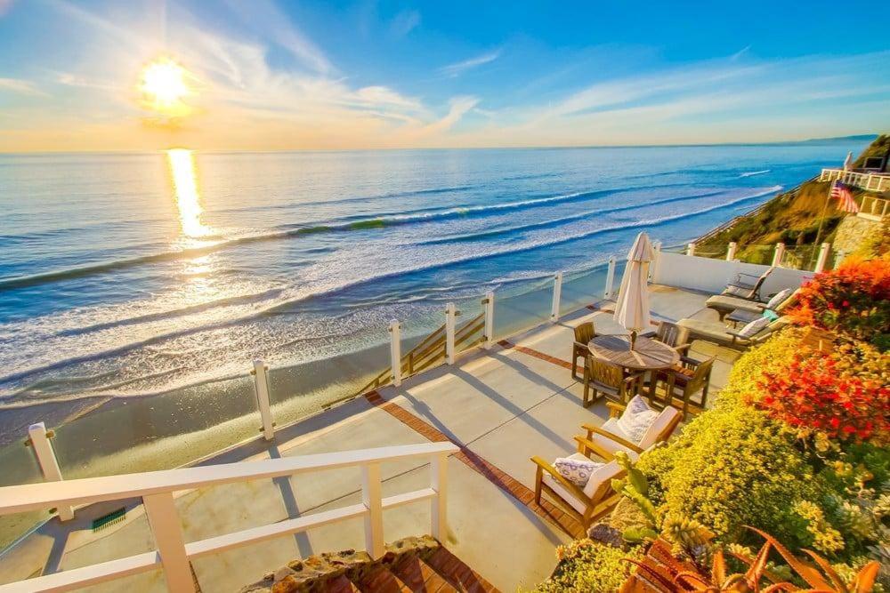 a view of the ocean from the balcony of a house at Sunset Beach in Encinitas