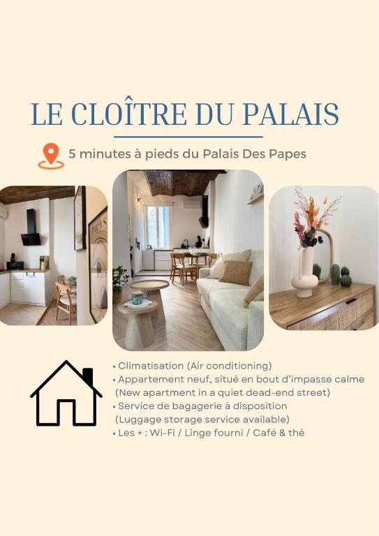 a collage of photos of a living room at Le Cloître du Palais - Studio in Avignon