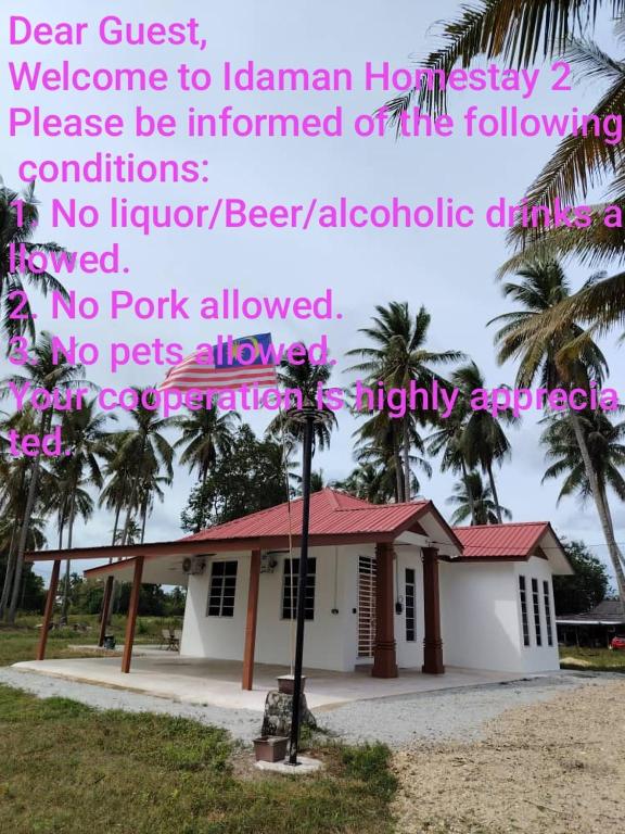 a quote about a house with palm trees at Idaman Homestay Ayer Tawar Tok Bali in Pasir Puteh