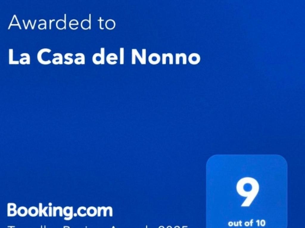 a blue screen with the words awarded to la casa del normo at La Casa del Nonno in Torchiara