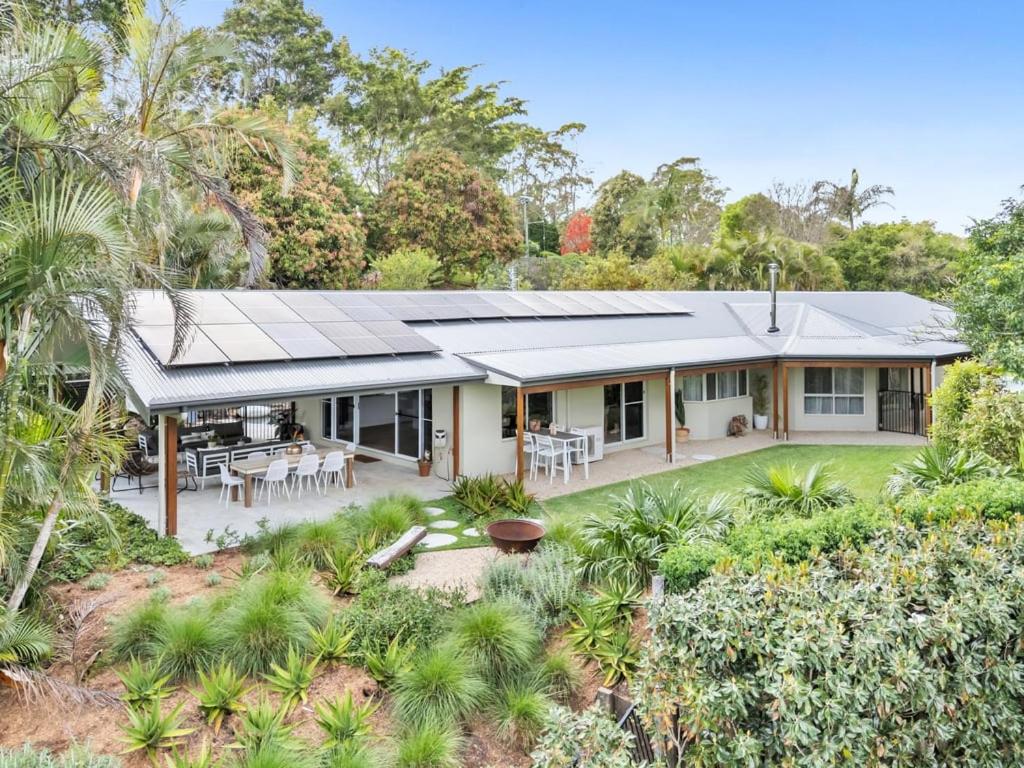 an aerial view of a house with a solar roof at The Hideaway in Tintenbar