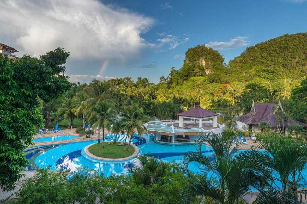 an aerial view of a resort with a pool at Krabi Maritime Resort in Krabi town