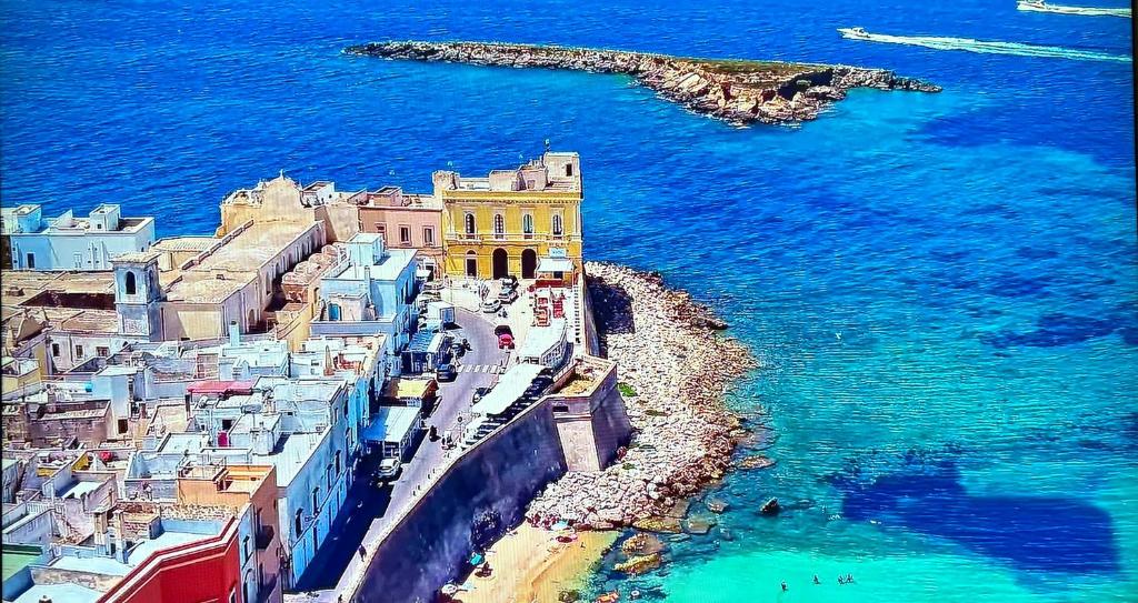 an aerial view of a city and the ocean at Maison Palmieri in Gallipoli