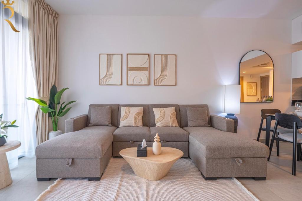 Χώρος καθιστικού στο Stylish 1BR with Private Balcony Saadiyat Stay