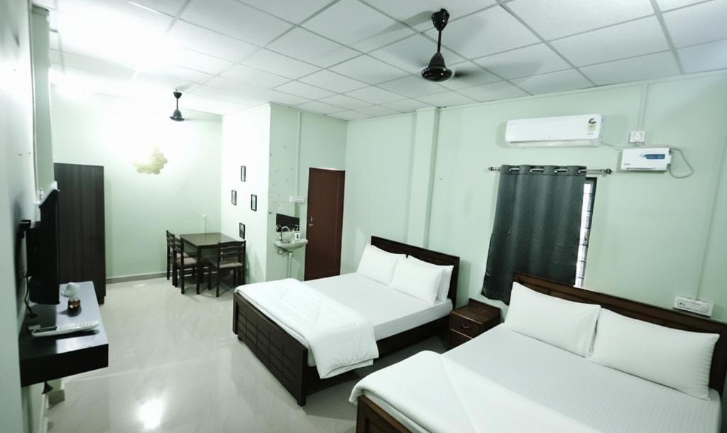 Postel nebo postele na pokoji v ubytování Seasonyard Homestead