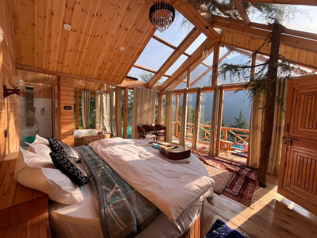 Χώρος καθιστικού στο The Hikers Tree With Jacuzzi