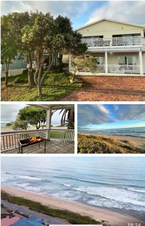a collage of photos of a house and the beach at Beachfront Apartment in Tergniet