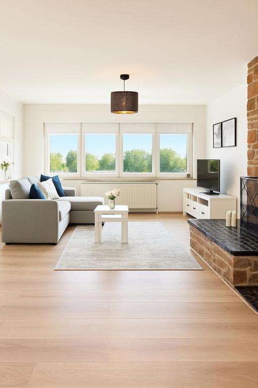 Η κουζίνα ή μικρή κουζίνα στο Rheinblick und Yachthafen mit privatem Stellplatz