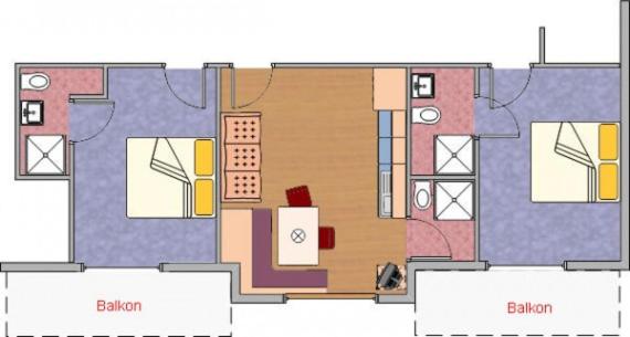 Půdorys ubytování 4 Elements Appartmenthaus Monarda