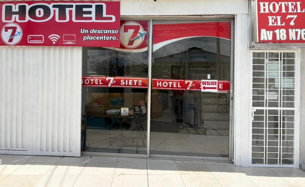 a store front with glass doors in a building at Hotel 7 in Cúcuta