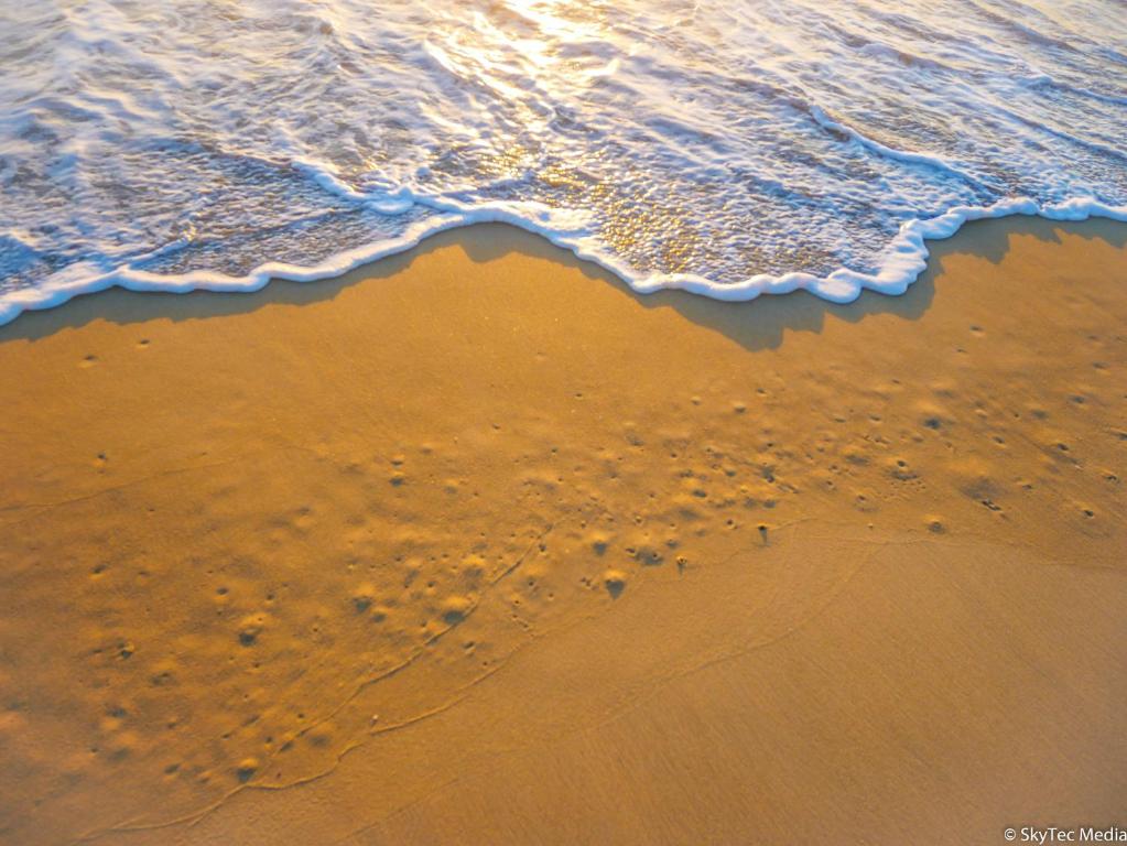 a group of footprints in the sand on a beach at 39 The Esplanade in Woodgate