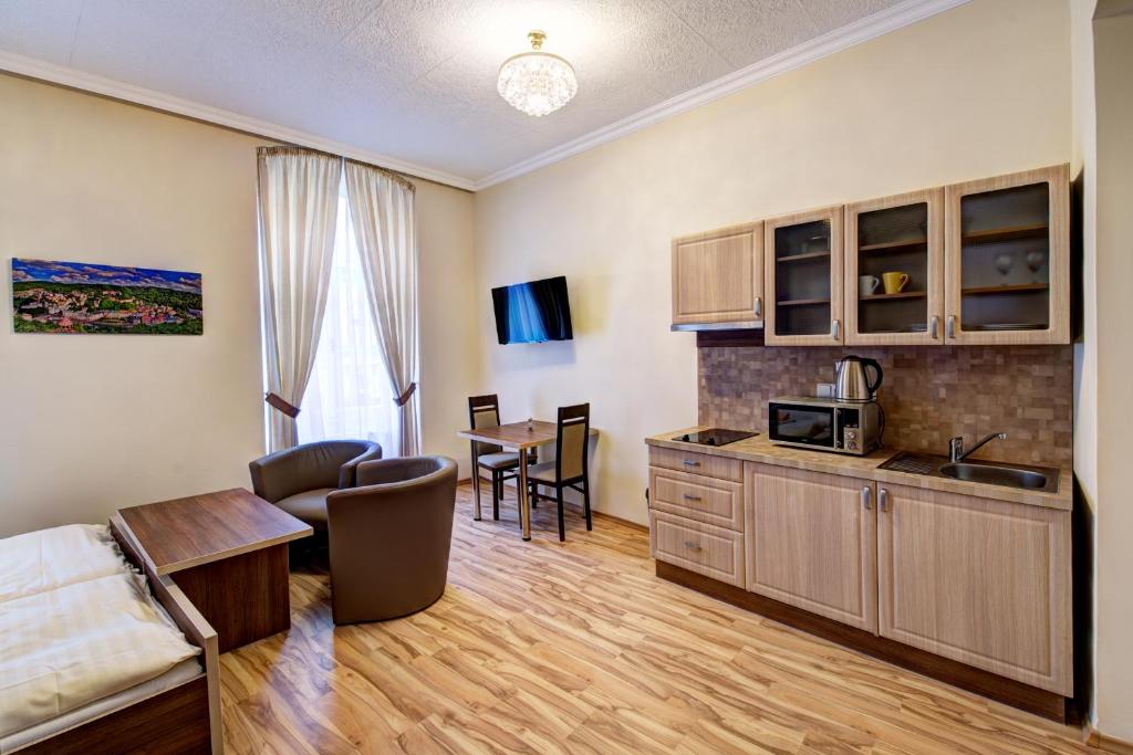 Virtuvė arba virtuvėlė apgyvendinimo įstaigoje Apartments Paderewski